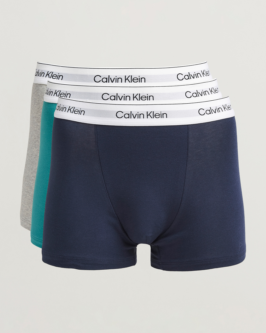 Herre | Undertøj | Calvin Klein | 3-Pack Icon Cotton Stretch Relaxed Trunk Blue/Grey/Green