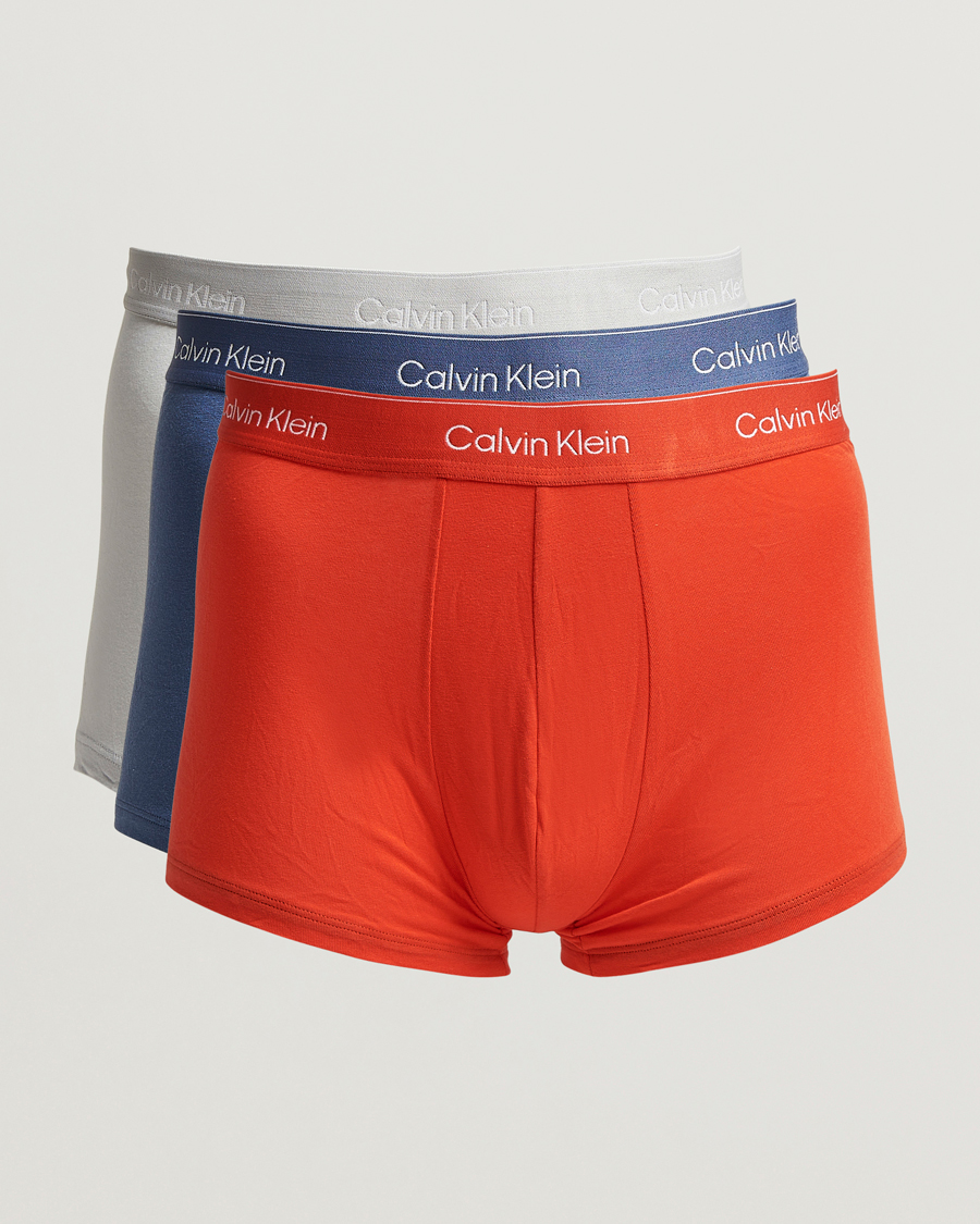 Herre | Undertøj | Calvin Klein | 3-Pack Icon Cotton Stretch Low Rise Trunk Blue/Grey/Red