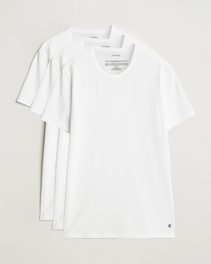 Herre | T-Shirts | Calvin Klein | 3-Pack Cotton Stretch Crew Neck T-Shirt White