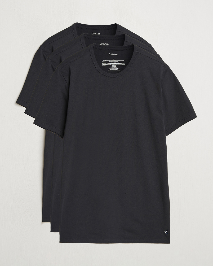 Herre | T-Shirts | Calvin Klein | 3-Pack Cotton Stretch Crew Neck T-Shirt Black