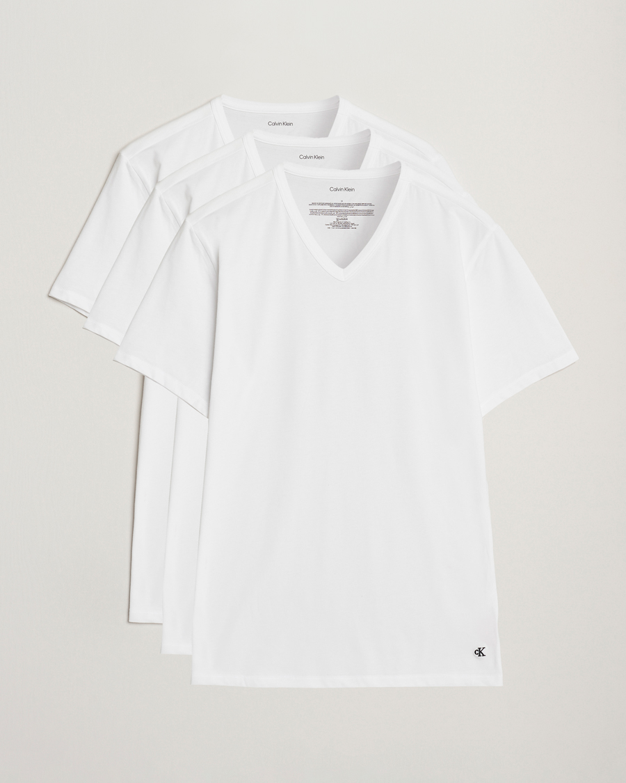 Herre | T-Shirts | Calvin Klein | 3-Pack Cotton Stretch V-Neck T-Shirt White