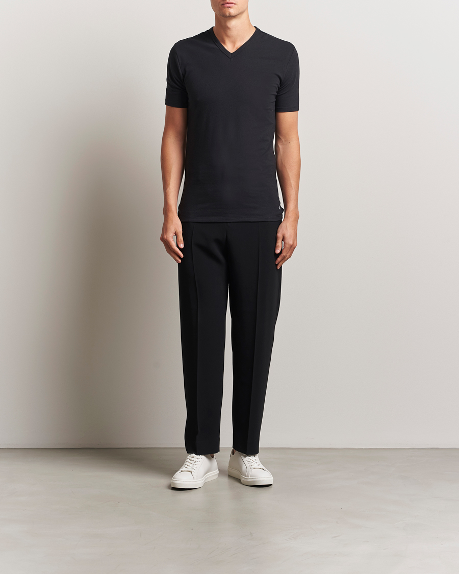 Herre | T-Shirts | Calvin Klein | 3-Pack Cotton Stretch V-Neck T-Shirt Black