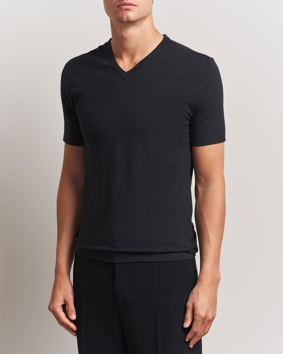 Herre | T-Shirts | Calvin Klein | 3-Pack Cotton Stretch V-Neck T-Shirt Black