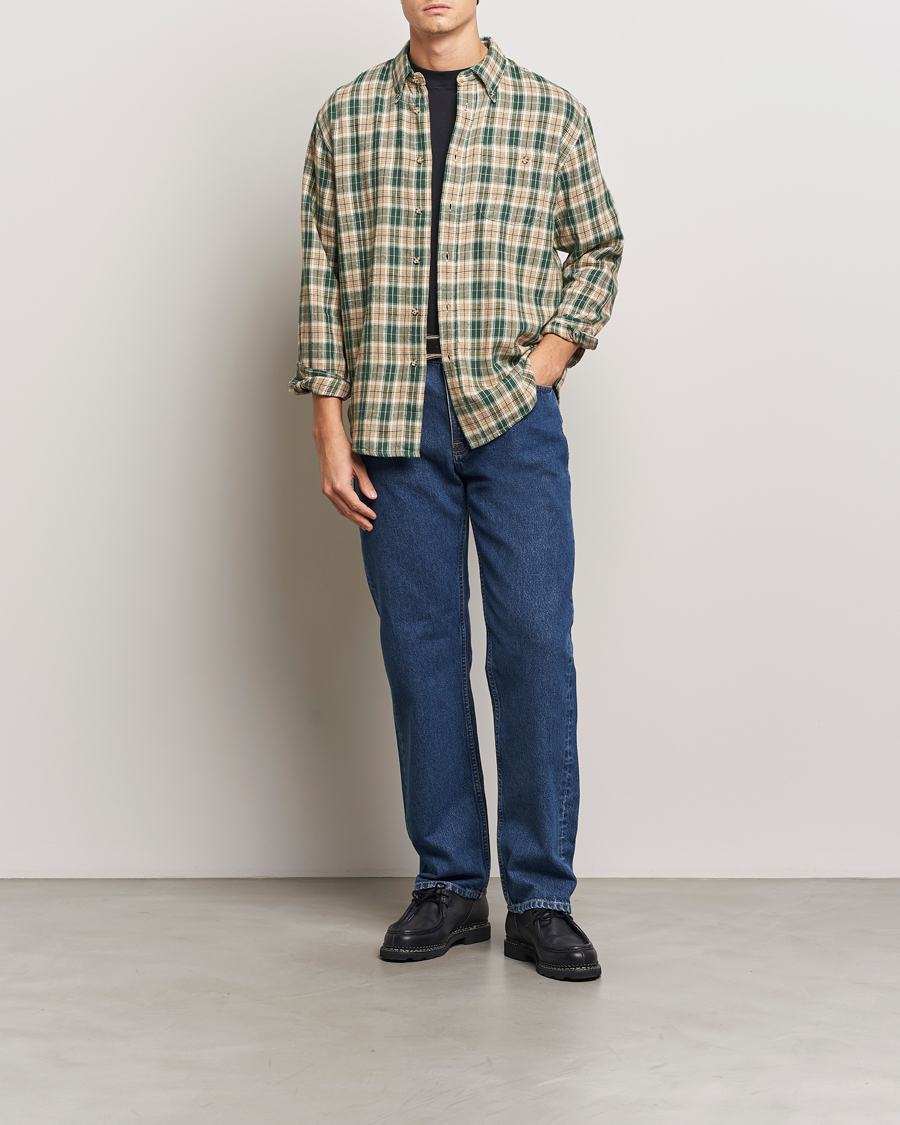 Herre | Skjorter | Nudie Jeans | Julian Checked Farmers Shirt Racing Green