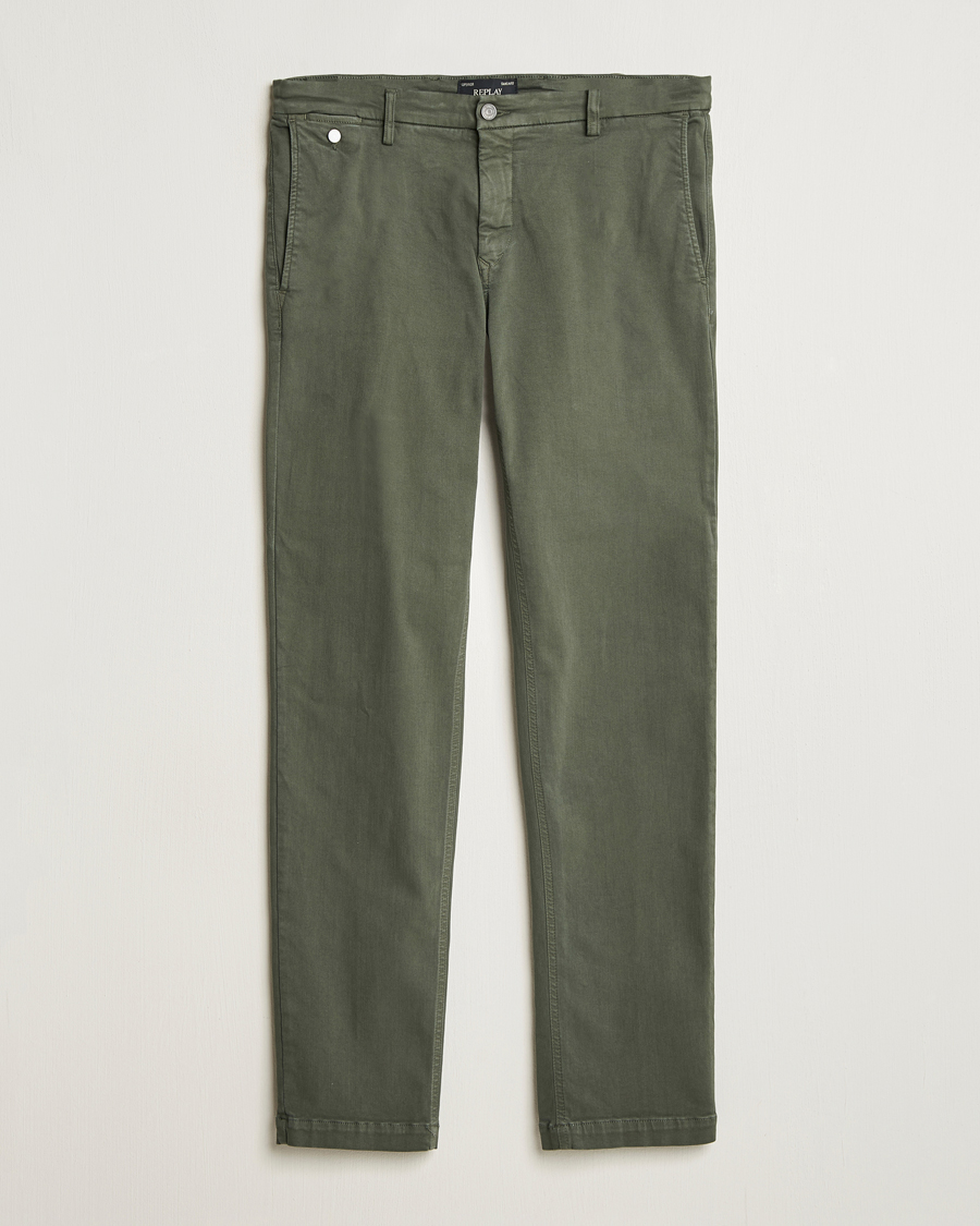Herre | Bukser | Replay | Benni Hyperflex X-Lite Chinos Dark Green