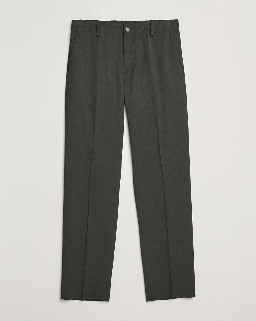 Herre | Bukser | Filippa K | Tailored Twill Drawstring Trousers Green Melange