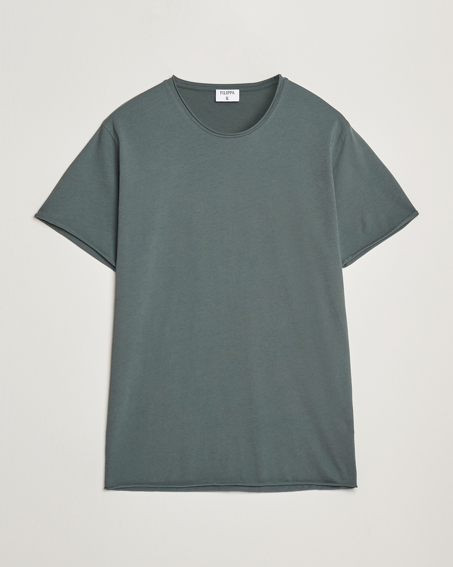 Herre | T-Shirts | Filippa K | Roll Neck Crew Neck T-Shirt Green Grey