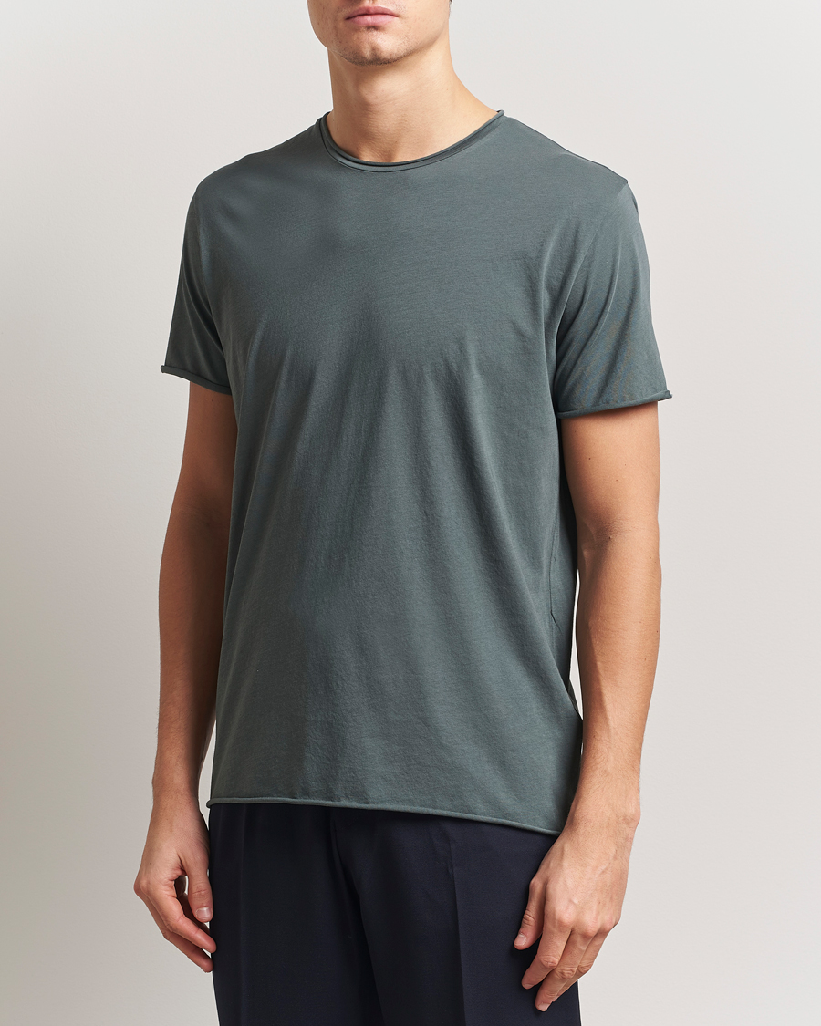 Herre | T-Shirts | Filippa K | Roll Neck Crew Neck T-Shirt Green Grey