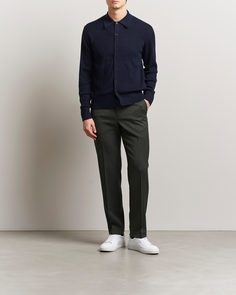 Herre | Trøjer | Filippa K | Cotton Merino Knitted Cardigan Navy