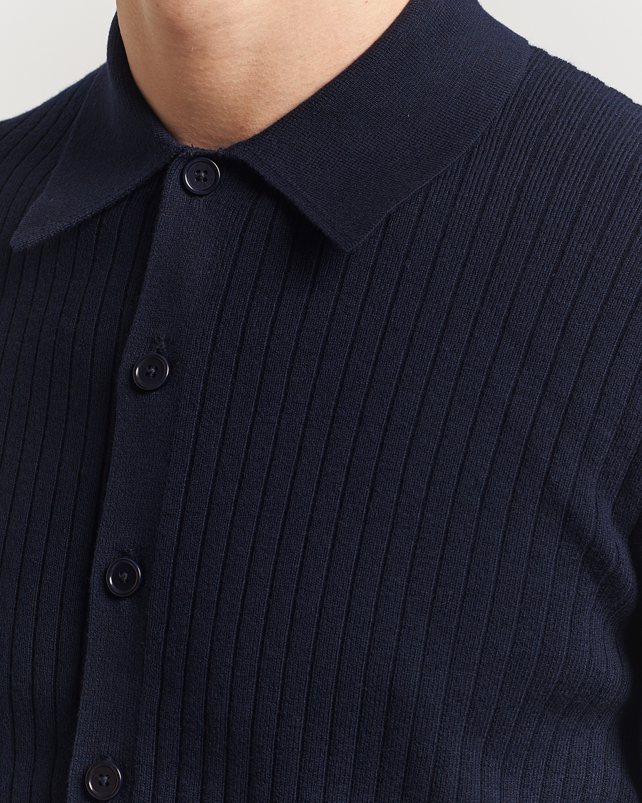 Herre | Trøjer | Filippa K | Cotton Merino Knitted Cardigan Navy