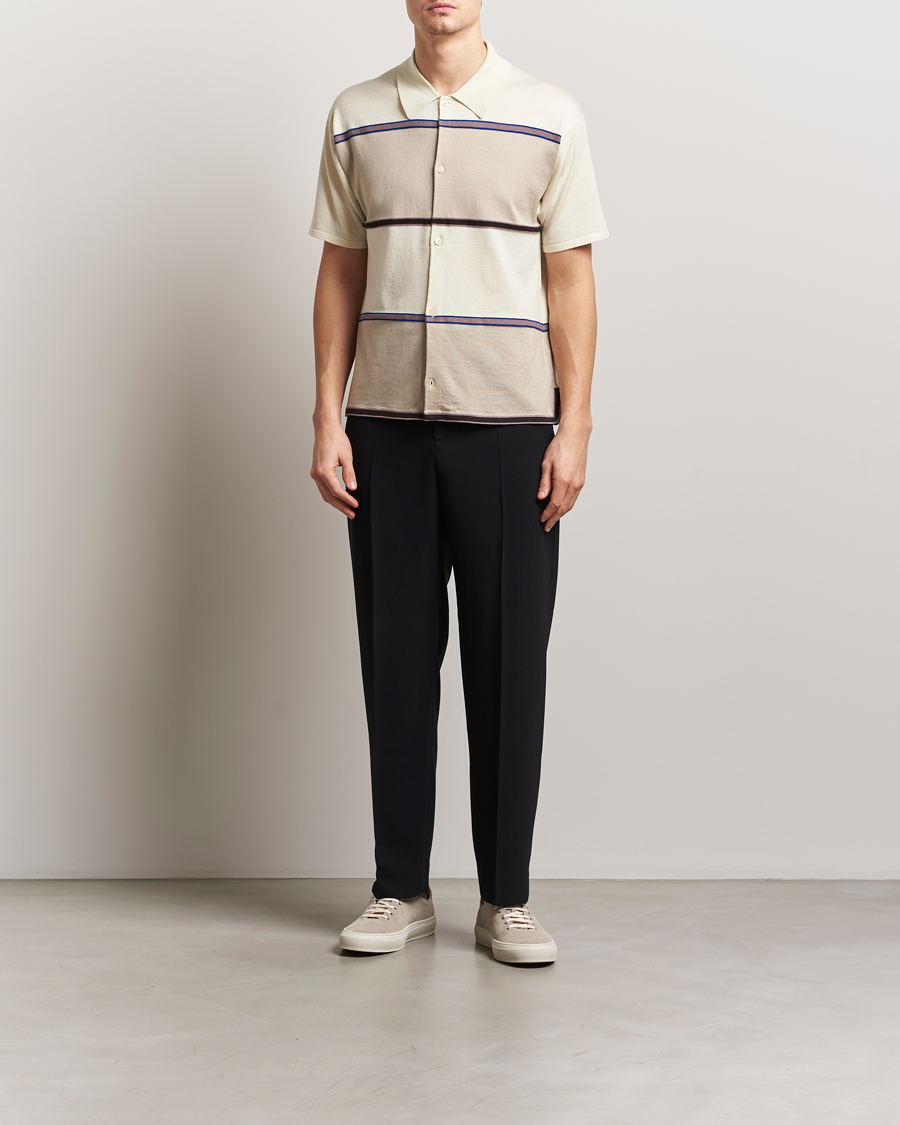 Herre | Skjorter | Paul Smith | Cotton Striped Knitted Short Sleeve Shirt White