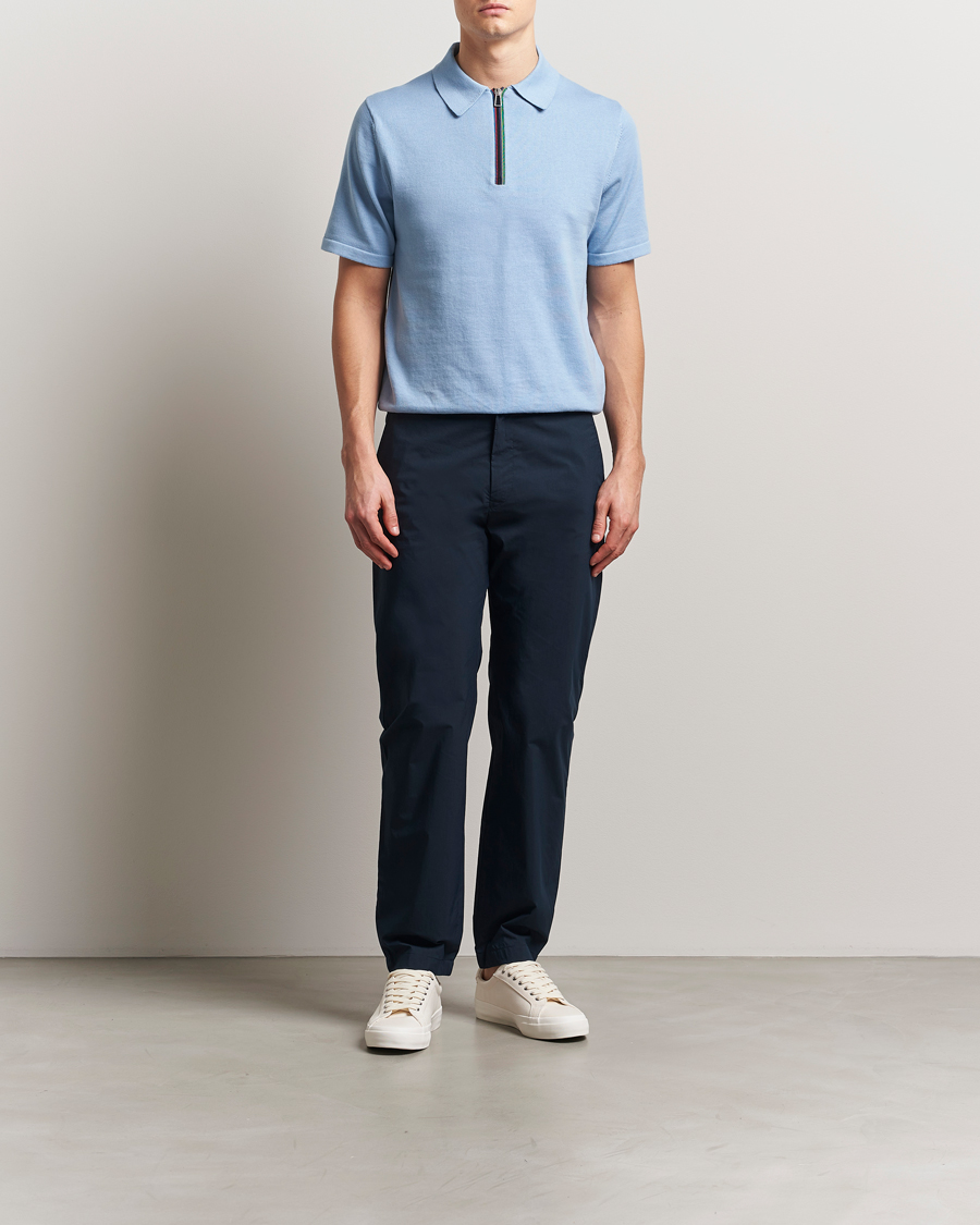 Herre | Polotrøjer | PS Paul Smith | Cotton Knitted Half Zip Polo Light Blue
