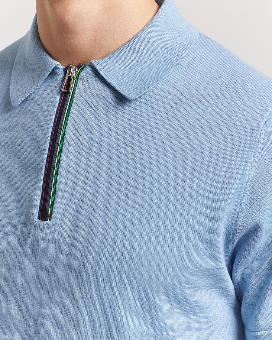 Herre | Polotrøjer | PS Paul Smith | Cotton Knitted Half Zip Polo Light Blue