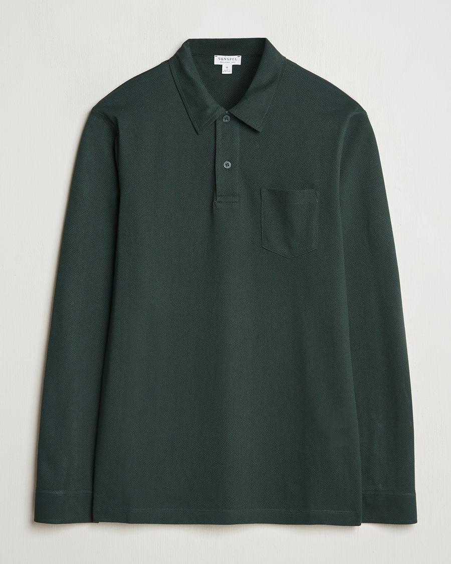 Herre | Trøjer | Sunspel | Long Sleeve Riviera Polo Shirt Holly Green