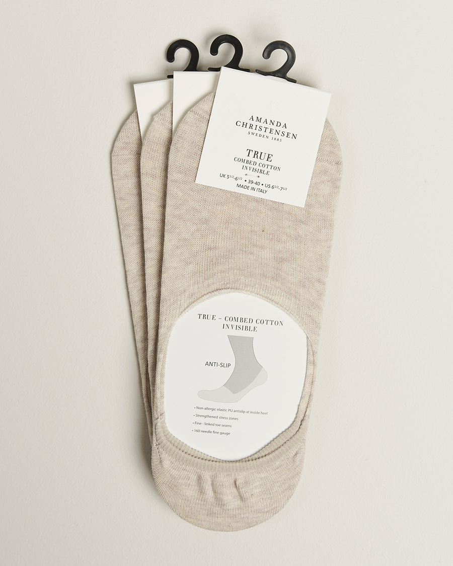 Herre | Undertøj | Amanda Christensen | 3-Pack True Cotton Invisible Socks Sand Melange