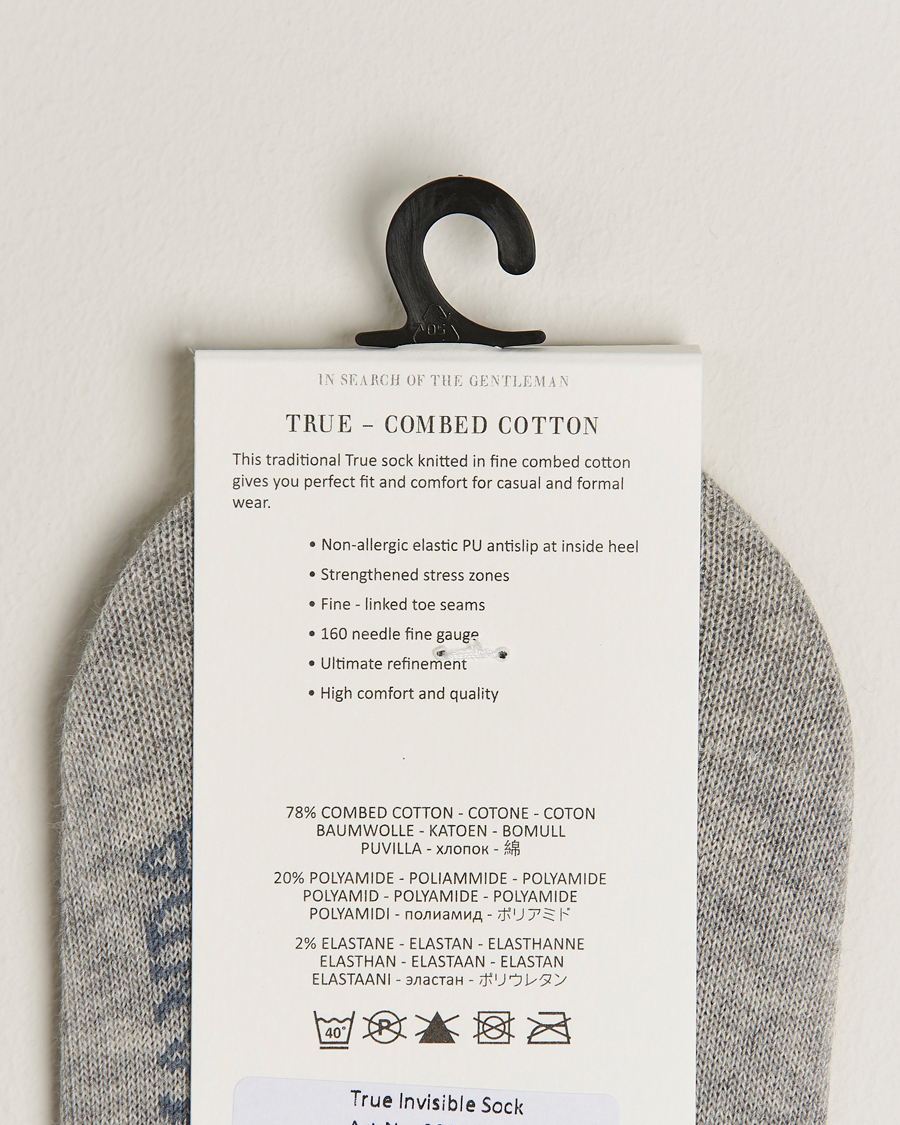 Herre | Undertøj | Amanda Christensen | 3-Pack True Cotton Invisible Socks Light Grey Melange