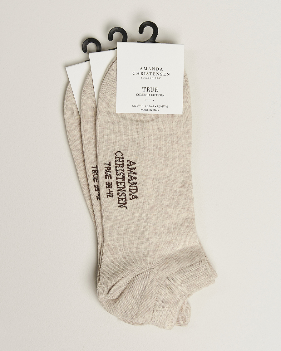 Herre | Undertøj | Amanda Christensen | 3-Pack True Cotton Sneaker Socks Sand Melange