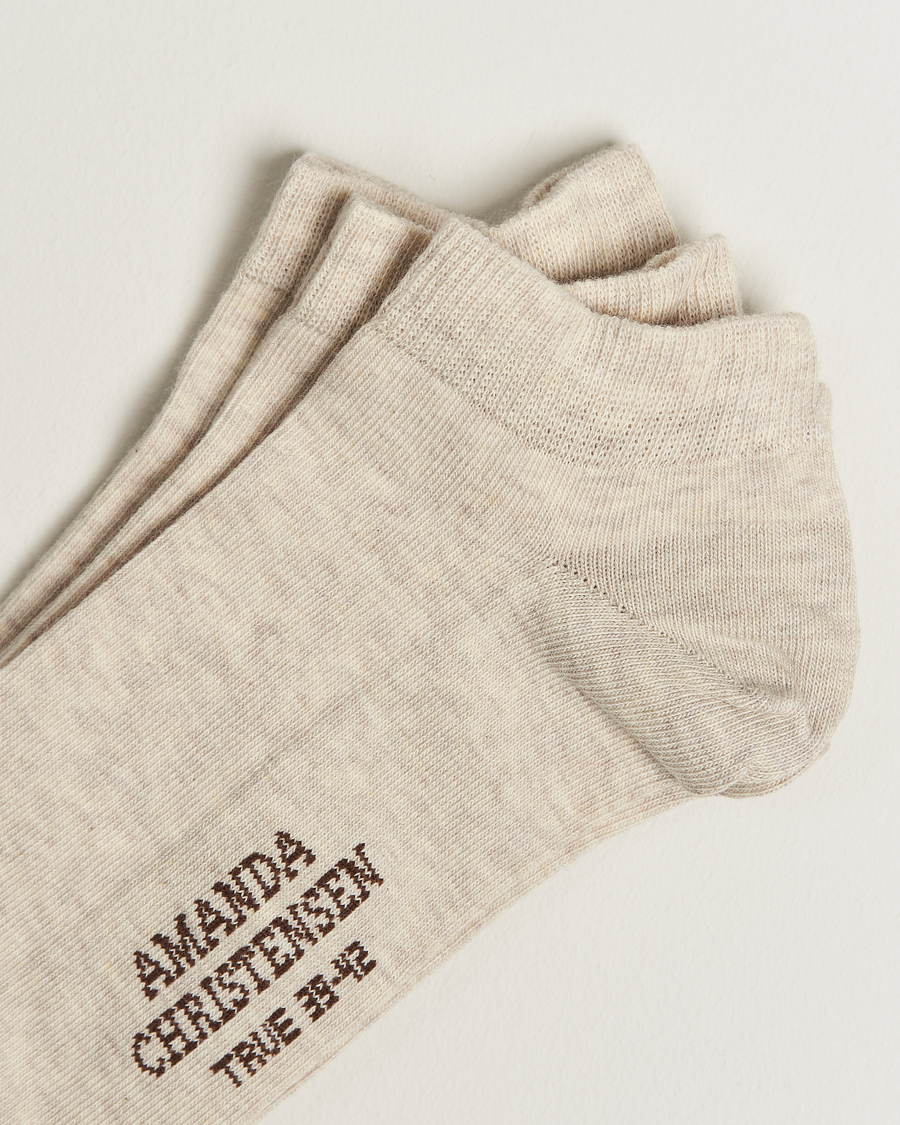Herre | Undertøj | Amanda Christensen | 3-Pack True Cotton Sneaker Socks Sand Melange