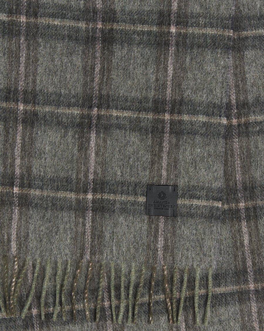 Herre | Amanda Christensen Wool Checked Scarf Olive Melange | Amanda Christensen | Wool Checked Scarf Olive Melange