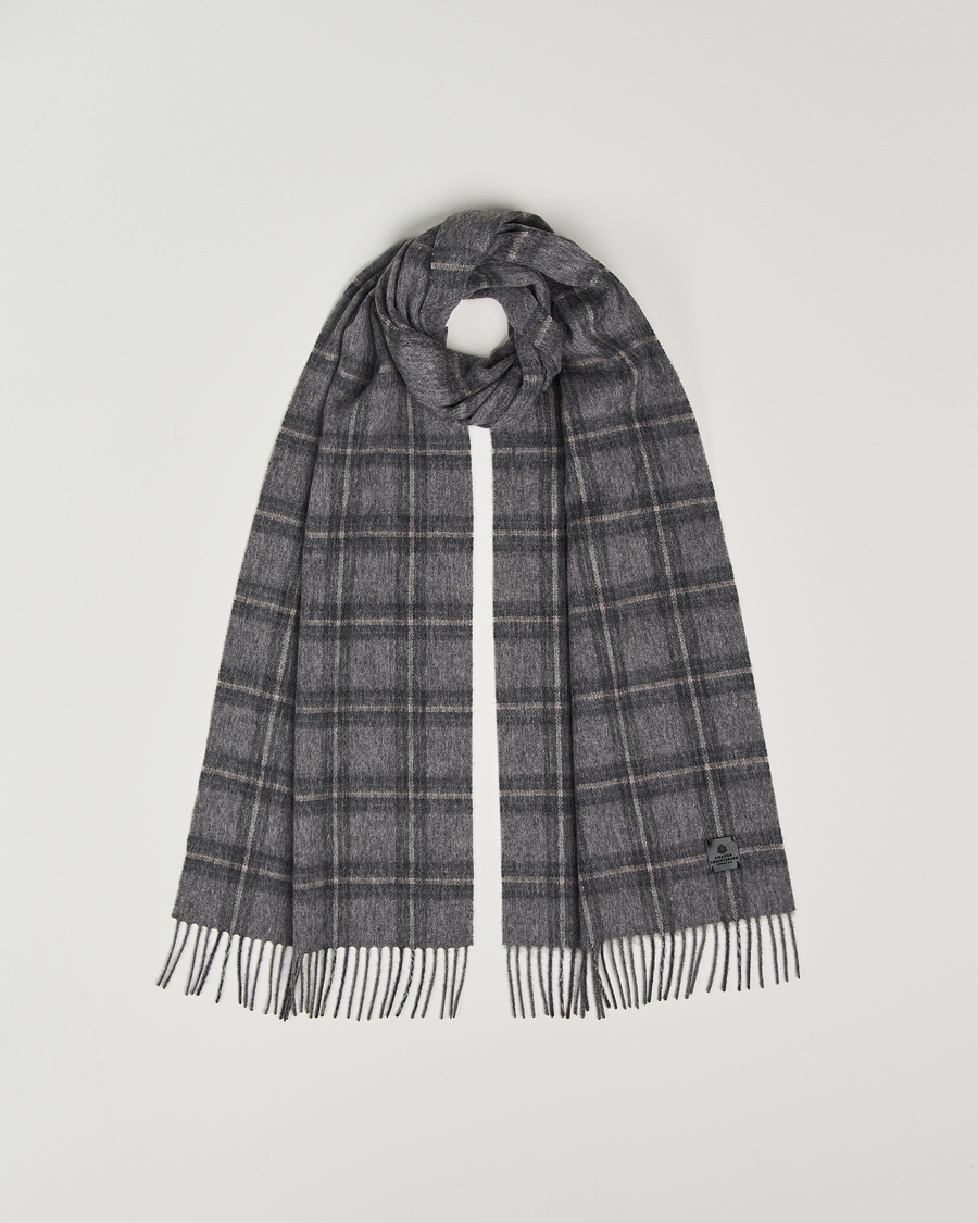 Herre | Amanda Christensen Wool Checked Scarf Grey Melange | Amanda Christensen | Wool Checked Scarf Grey Melange