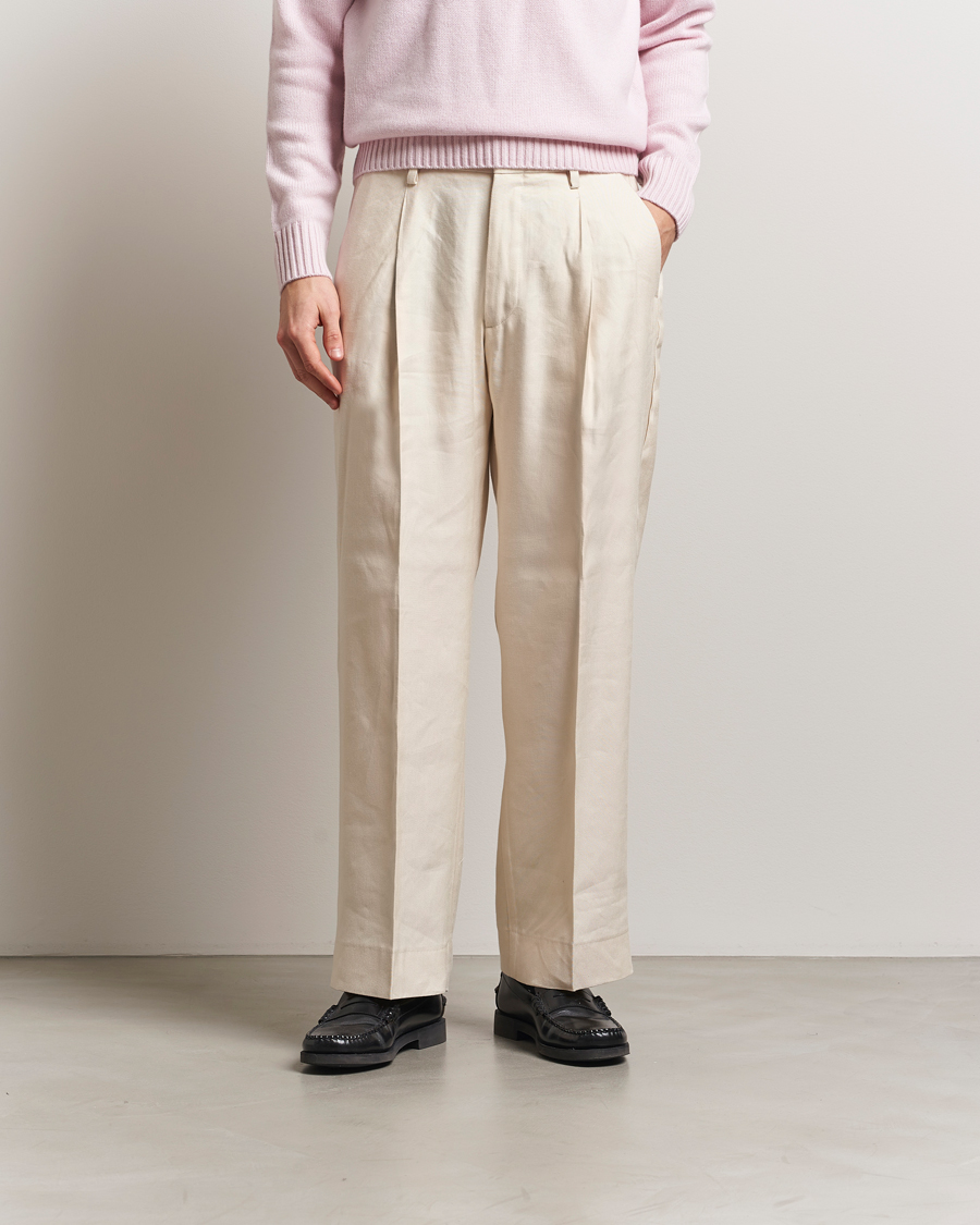 Herre | Bukser | NN07 | Kay Linen/Viscose Drawstring Trousers Ivory