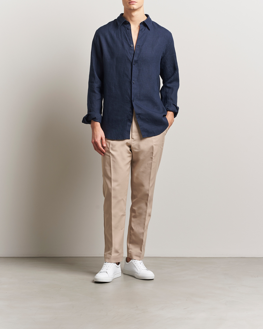 Herre | Skjorter | NN07 | Enzo Linen Shirt Navy Blue