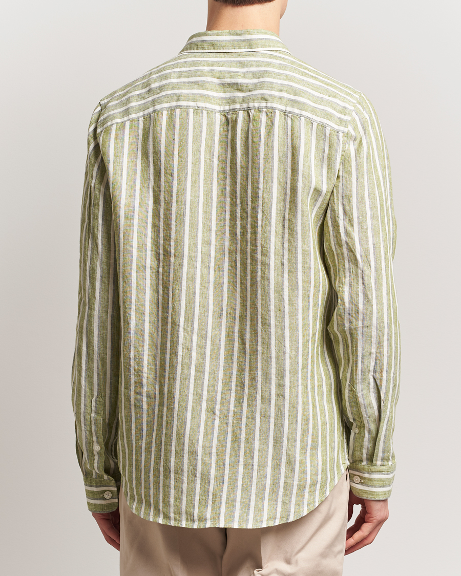 Herre | Skjorter | NN07 | Enzo Striped Linen Shirt Green Multi