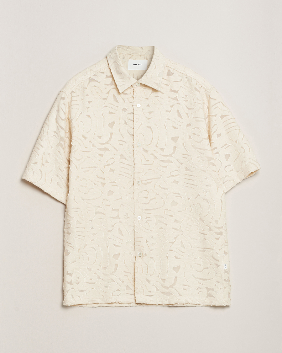 Herre | Skjorter | NN07 | Freddy Transparent Knitted Short Sleeve Shirt Ivory
