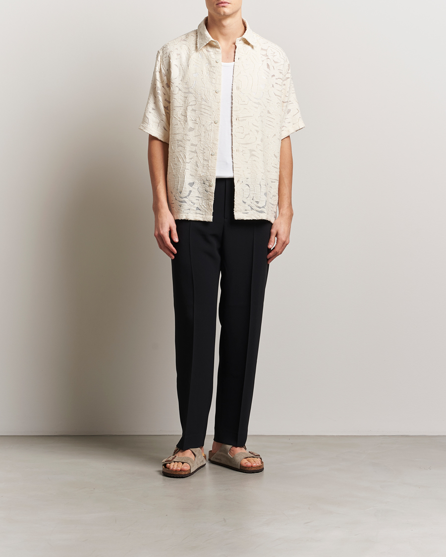 Herre | Skjorter | NN07 | Freddy Transparent Knitted Short Sleeve Shirt Ivory