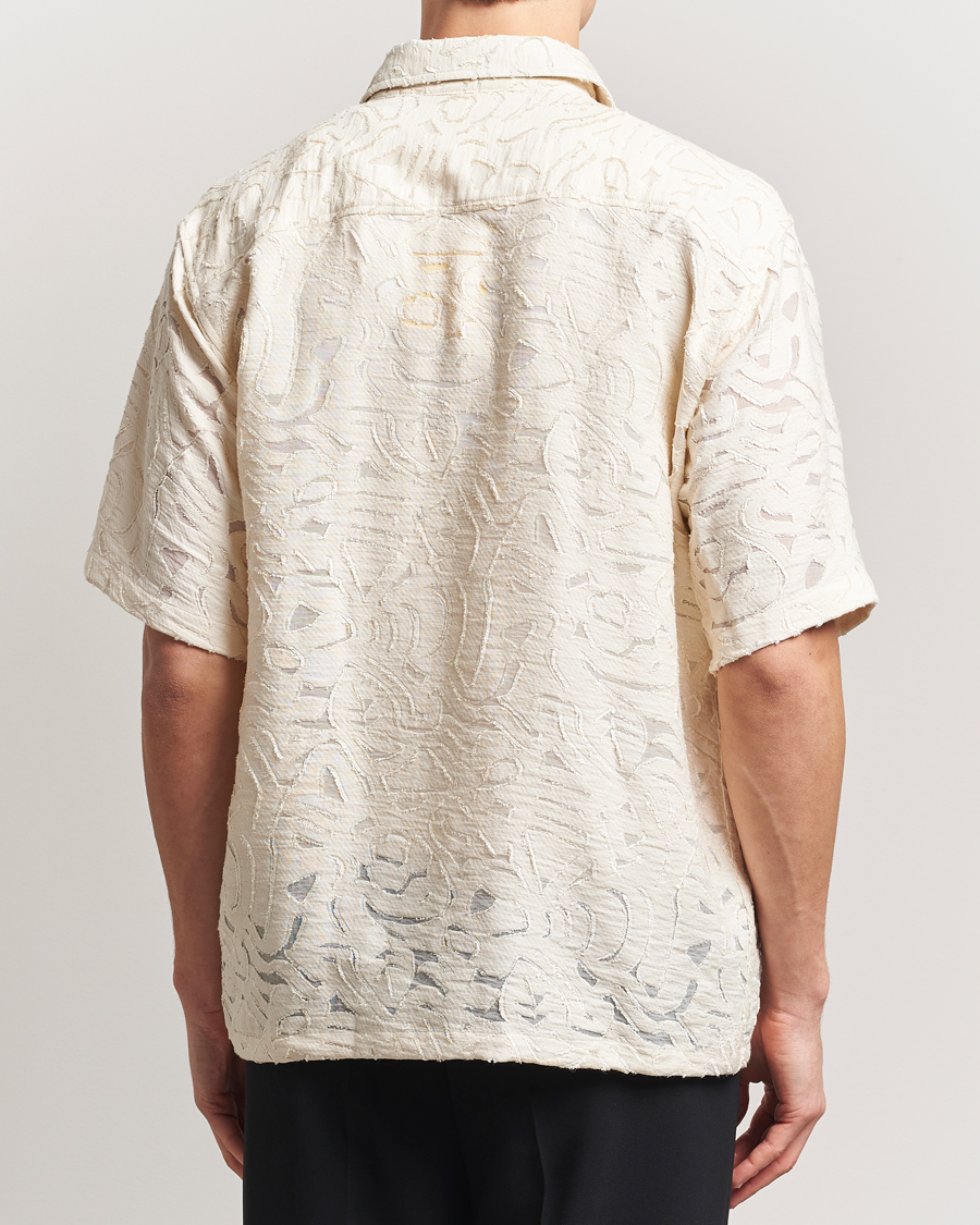 Herre | Skjorter | NN07 | Freddy Transparent Knitted Short Sleeve Shirt Ivory