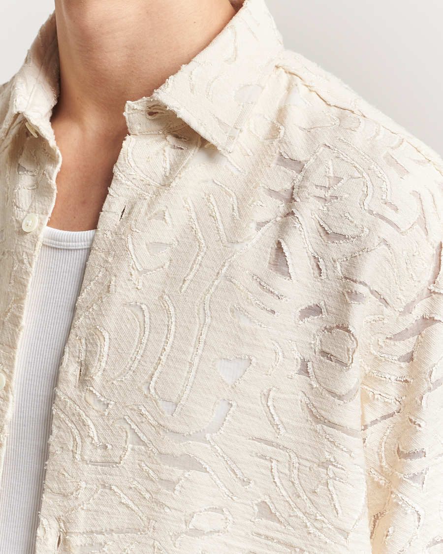 Herre | Skjorter | NN07 | Freddy Transparent Knitted Short Sleeve Shirt Ivory