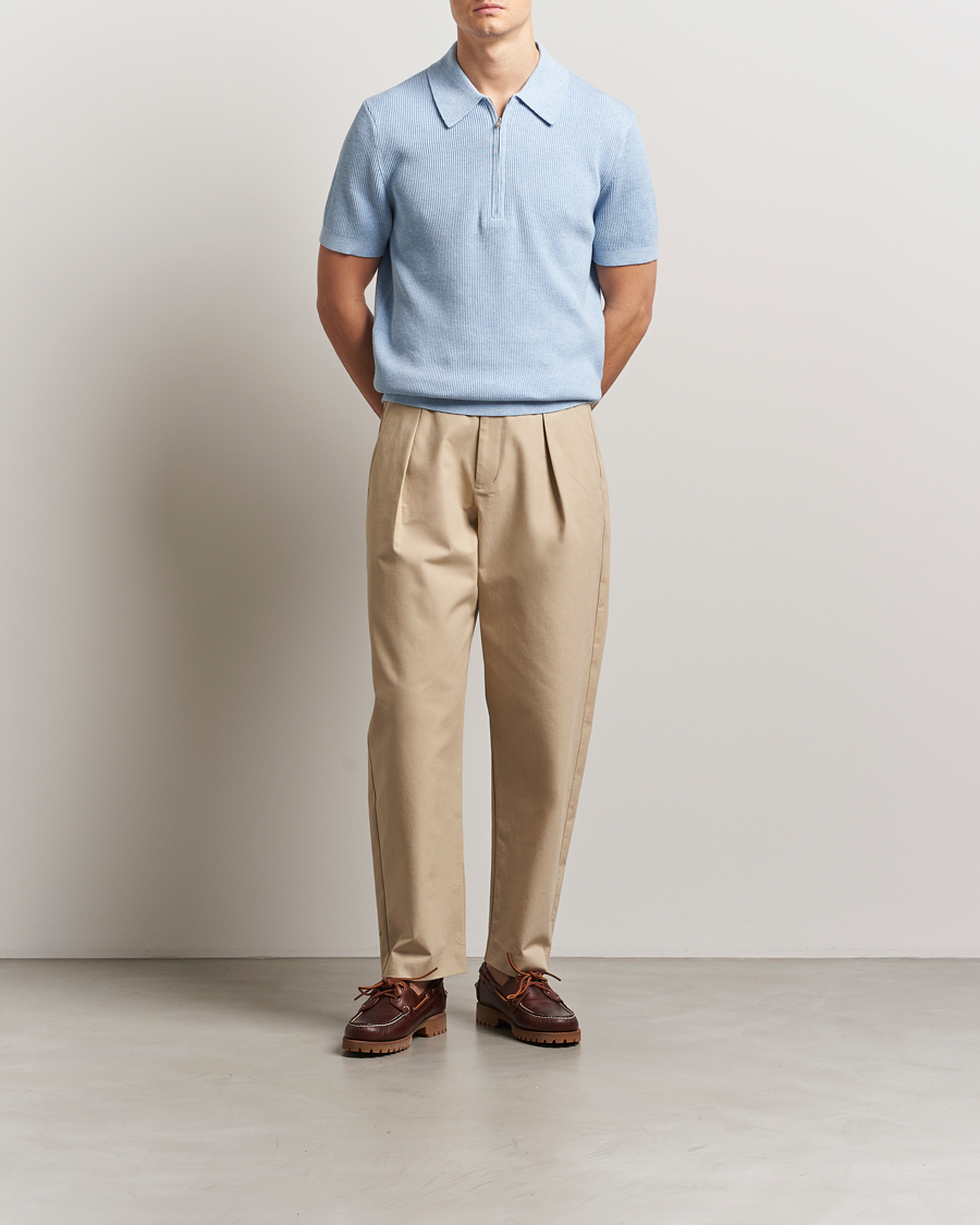 Herre | Polotrøjer | NN07 | Hansie Half Zip Knitted Polo Cerulan Blue