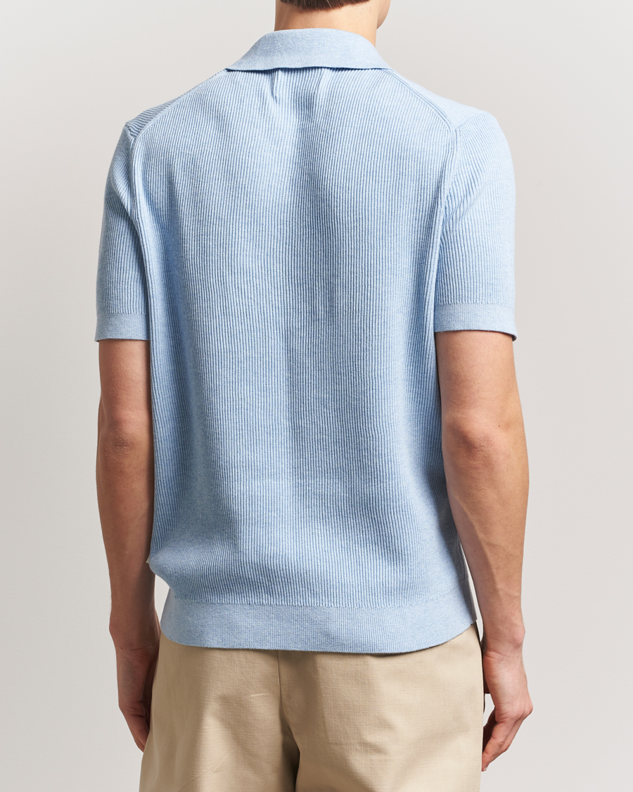 Herre | Polotrøjer | NN07 | Hansie Half Zip Knitted Polo Cerulan Blue