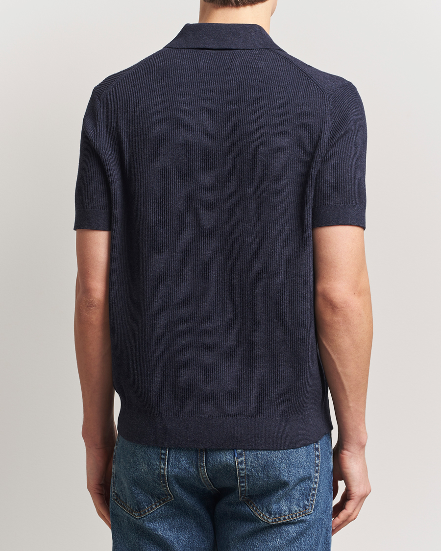 Herre | Polotrøjer | NN07 | Hansie Half Zip Knitted Polo Navy Melange