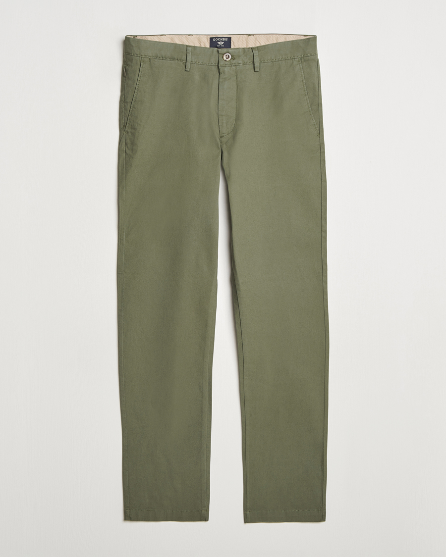 Herre | Bukser | Dockers | Crafted Khaki Slim Cotton/Linen Chino Teal Leaf
