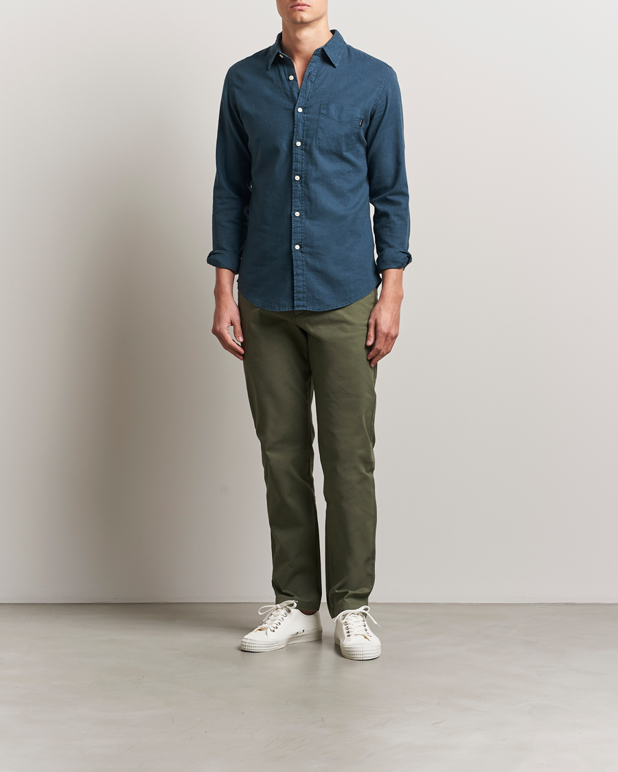 Herre | Bukser | Dockers | Crafted Khaki Slim Cotton/Linen Chino Teal Leaf