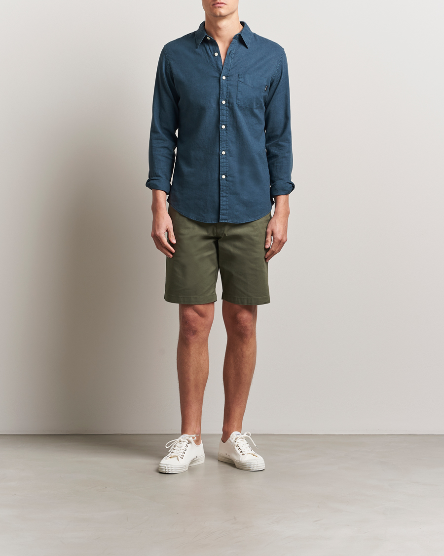 Herre | Shorts | Dockers | Slim Cotton/Linen Shorts Teal Leaf