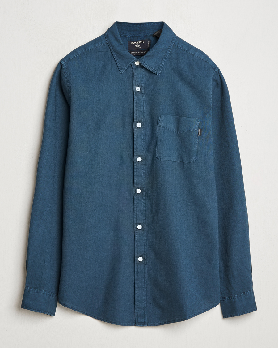 Herre | Skjorter | Dockers | Slim Linen/Cotton Shirt Stratified Sea