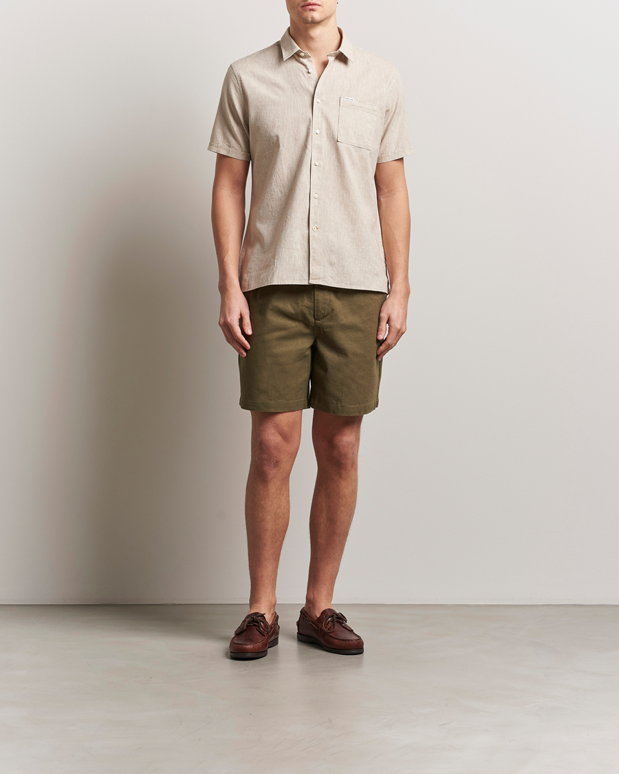 Herre | Skjorter | Barbour Lifestyle | Nelson Short Sleeve Linen/Cotton Shirt Stone