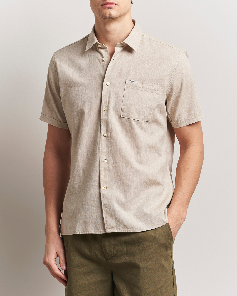 Herre | Skjorter | Barbour Lifestyle | Nelson Short Sleeve Linen/Cotton Shirt Stone