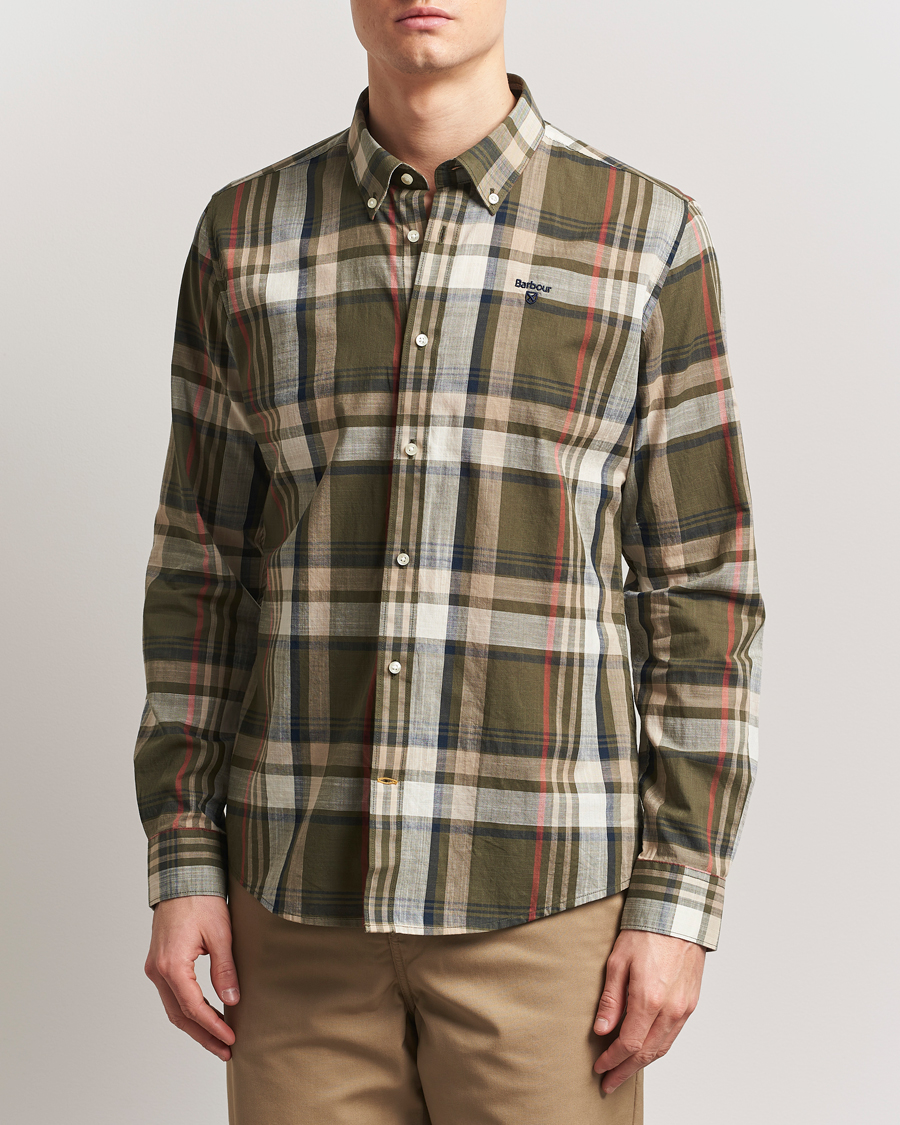 Herre | Skjorter | Barbour Lifestyle | Kidd Checked Cotton Shirt Dark Olive