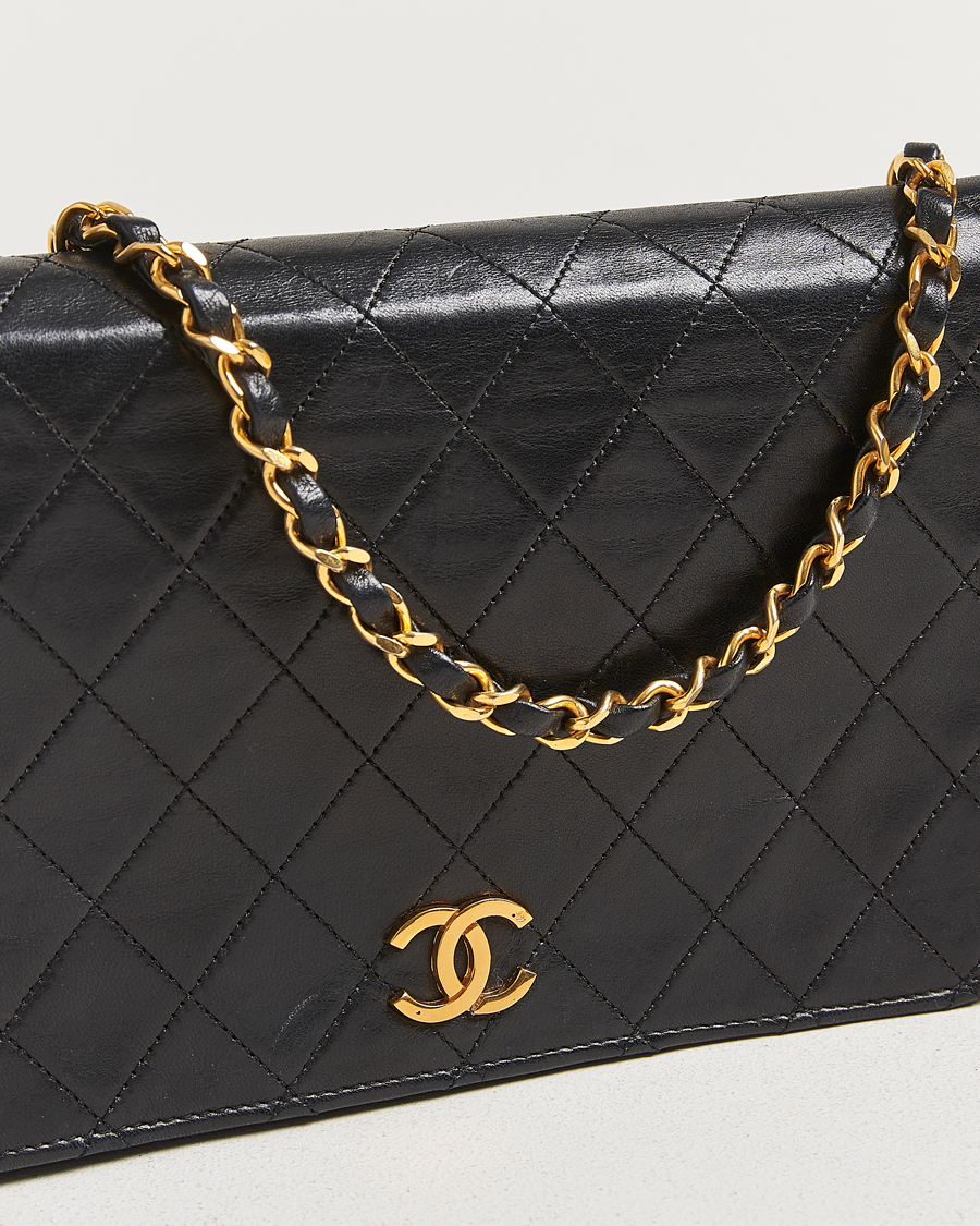 Herre | Chanel Pre-Owned Single Full Flap Chain Shoulder Bag Black | Chanel Pre-Owned | Single Full Flap Chain Shoulder Bag Black