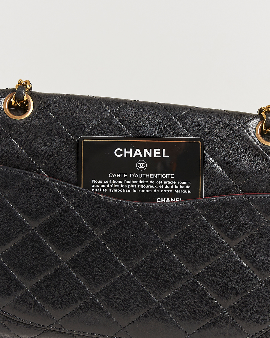 Herre | Chanel Pre-Owned Matelassé Medium Double Flap Bag Black | Chanel Pre-Owned | Matelassé Medium Double Flap Bag Black
