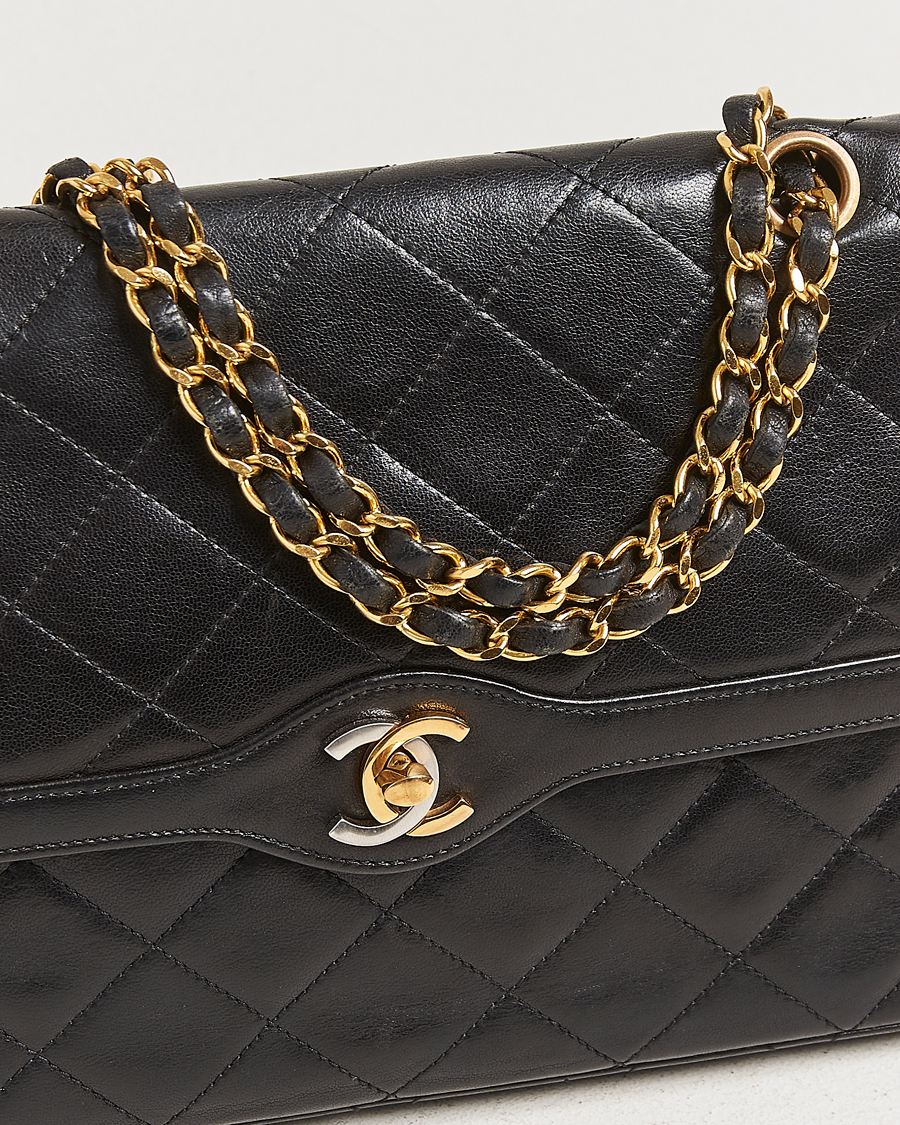 Herre | Chanel Pre-Owned Matelassé Medium Double Flap Bag Black | Chanel Pre-Owned | Matelassé Medium Double Flap Bag Black