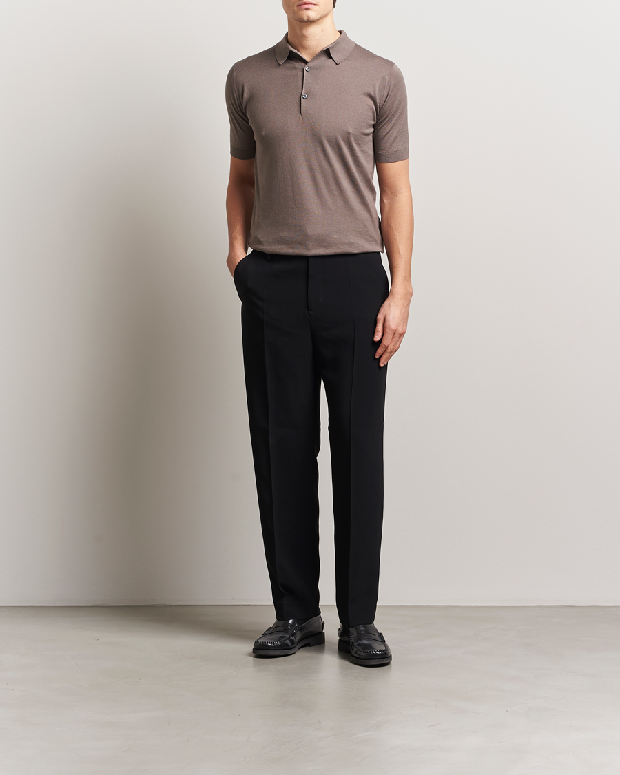 Herre | Polotrøjer | John Smedley | Adrian Slim Fit Sea Island Polo Beige Musk