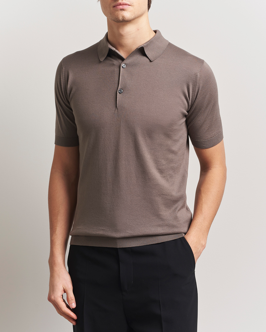 Herre | Polotrøjer | John Smedley | Adrian Slim Fit Sea Island Polo Beige Musk