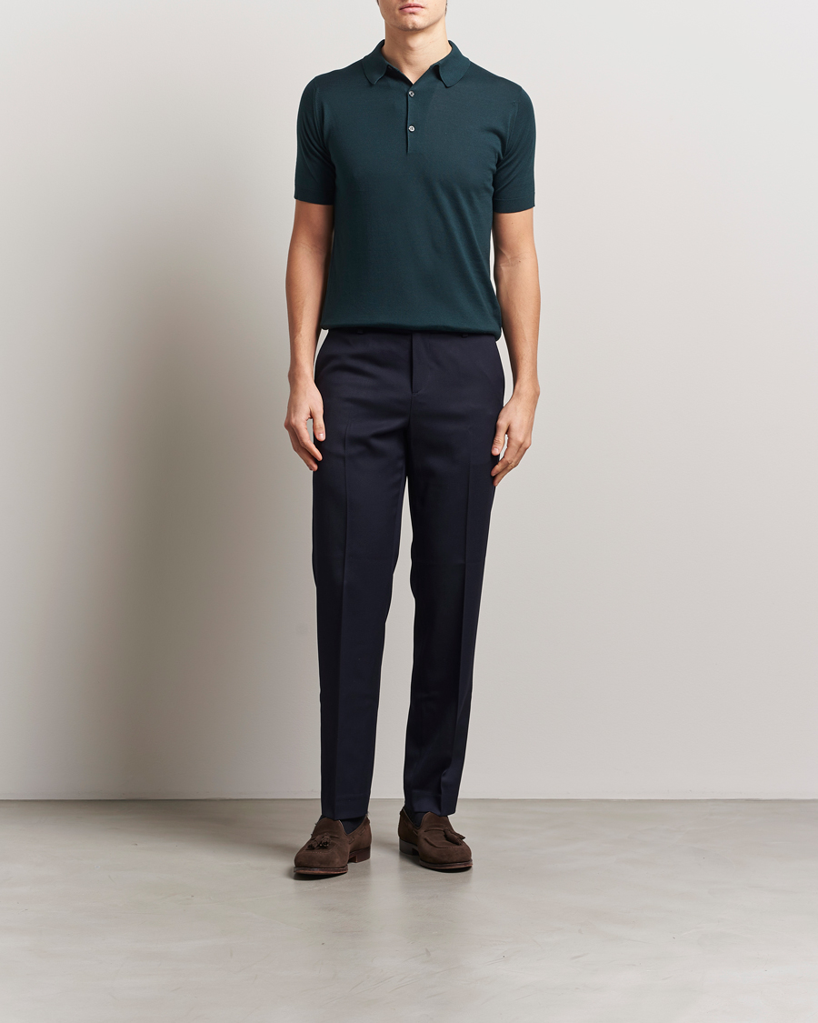 Herre | Polotrøjer | John Smedley | Adrian Slim Fit Sea Island Polo Rain Forest