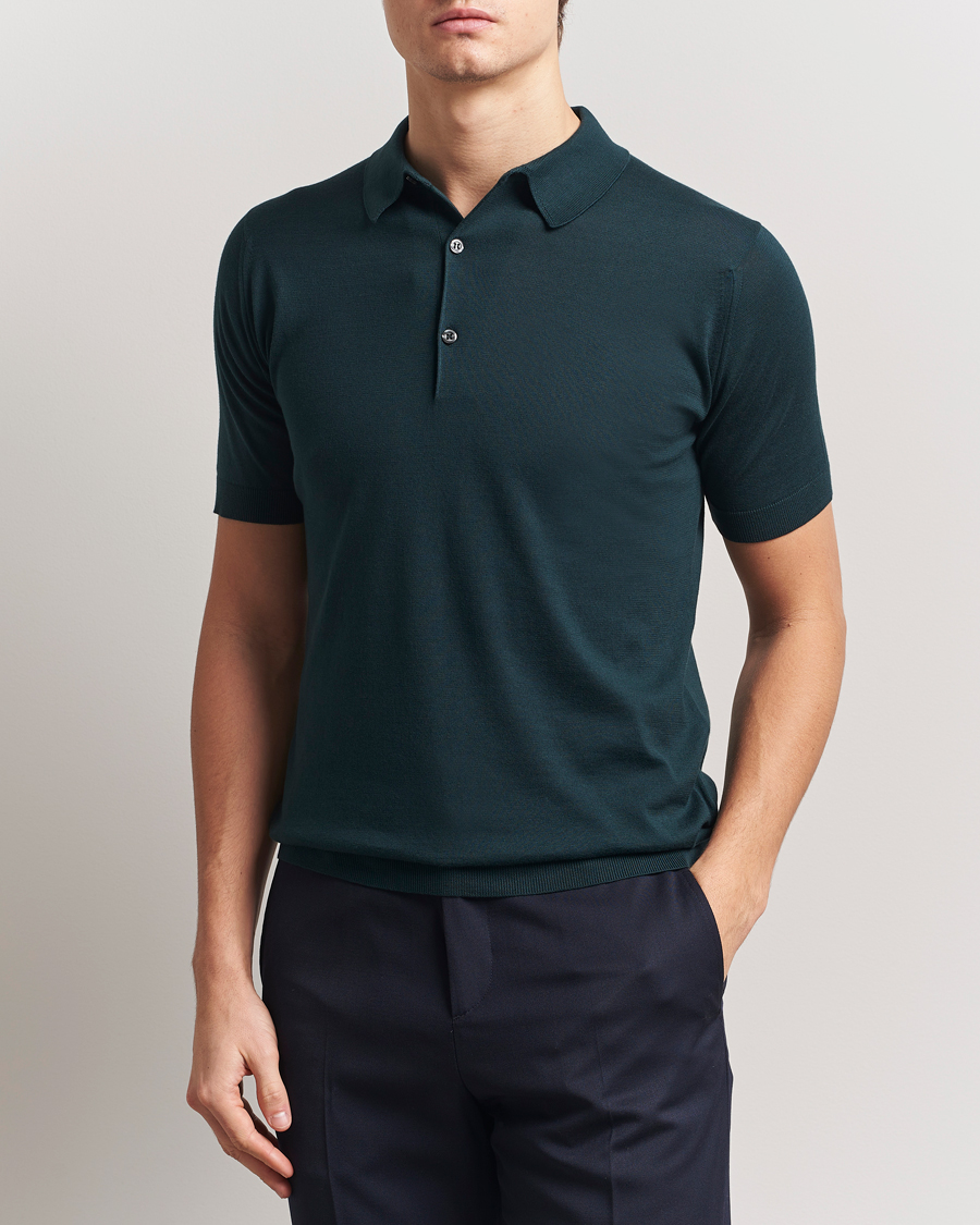 Herre | Polotrøjer | John Smedley | Adrian Slim Fit Sea Island Polo Rain Forest