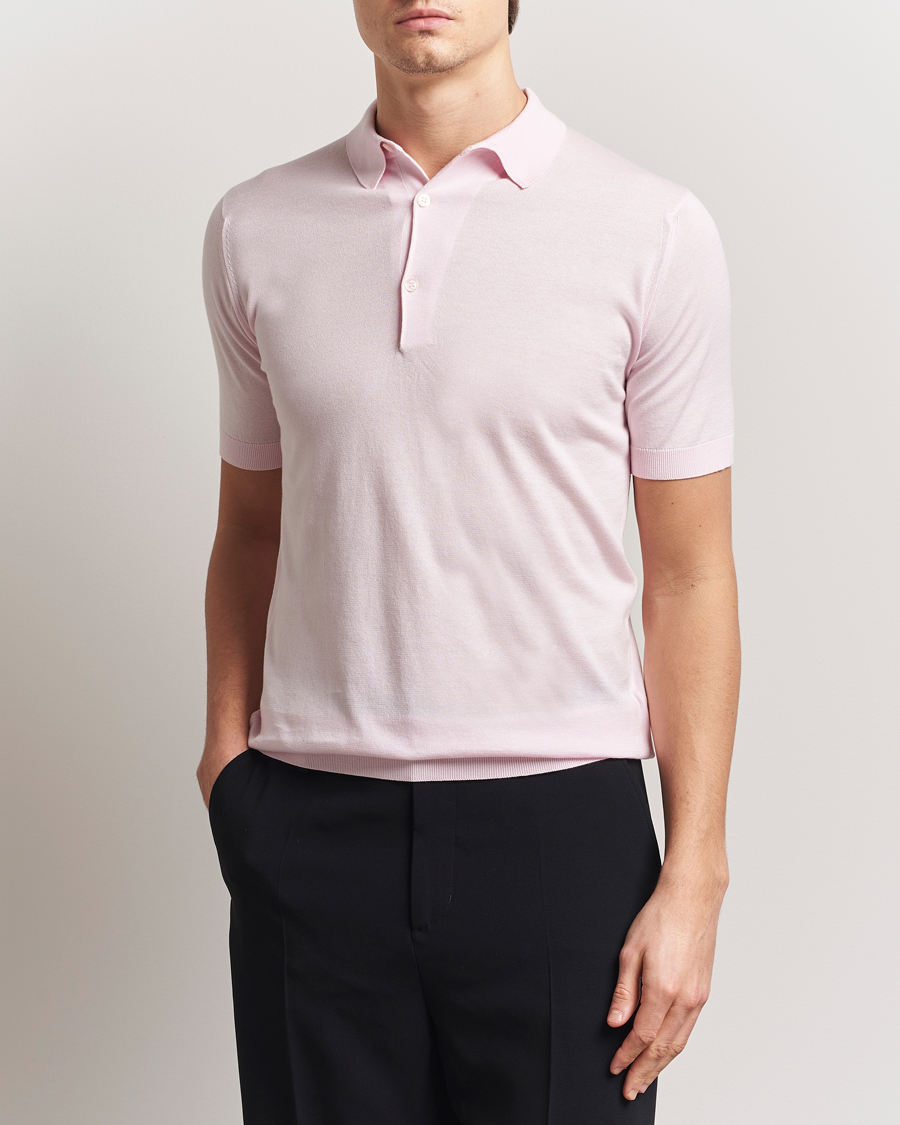 Herre | Polotrøjer | John Smedley | Adrian Slim Fit Sea Island Polo Soft Pink