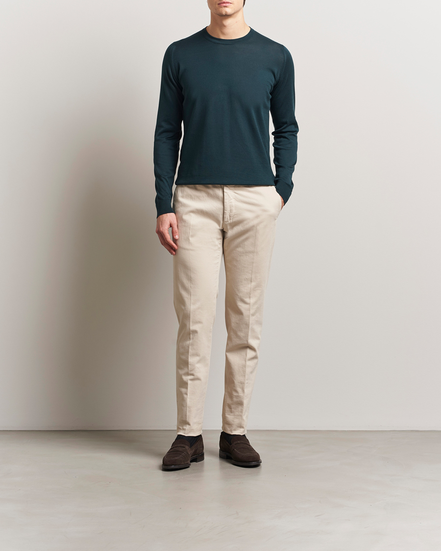 Herre | Trøjer | John Smedley | Rowland Sea Island Crew Neck Pullover Rain Forest